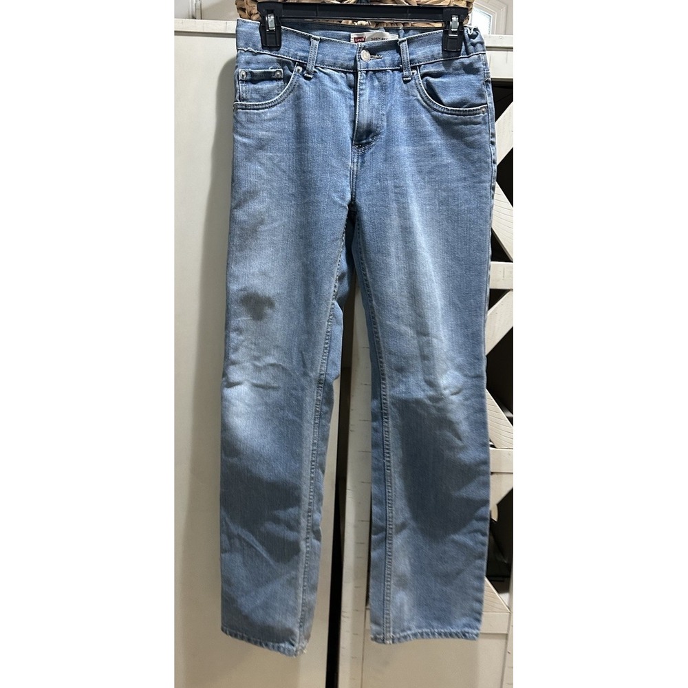 Levi's 505 Teens Regular Straight Jeans Blue Light Wash Denim 28x28